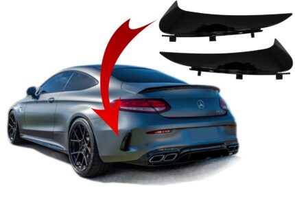 Rear Bumper Flaps Side Fins Flics suitable for Mercedes C-Class C205 A205 (2014-2018) Coupe Cabriolet Piano Black