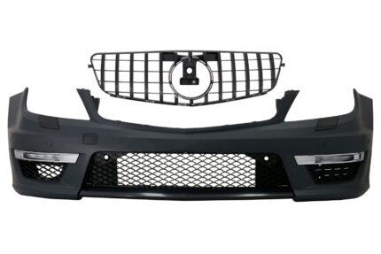 Front Bumper suitable for Mercedes C-Class W204 (2012-up) C63 Facelift Design with Central Front Grille GT-R Panamericana Black