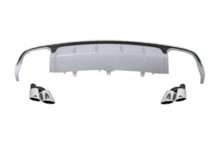 Rear Bumper Valance Diffuser with Exhaust Muffler Tips suitable for Audi A6 4G Facelift (2015-2018) Sedan Limousine S6 Design