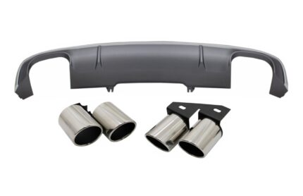 Rear Bumper Diffuser with Exhaust Muffler Tips Tail Pipes suitable for Audi A4 B9 8W Sedan Avant S-line (2016-2018) S4 Design