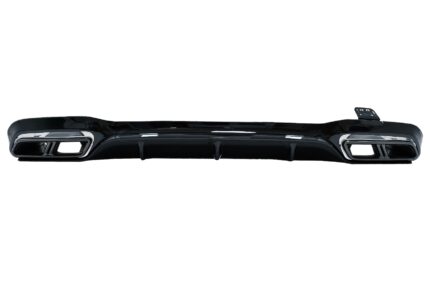 Rear Bumper Air Diffuser with Exhaust Muffler Tips suitable for Mercedes E-Class W213 Sport Line (2016-2019) E63s Design All Black Night Package