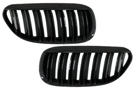 Central Front Kidney Grille suitable for BMW 6 Series E63 E64 LCI Pre-LCI (2004-2010) M Design Double Stripe Piano Black