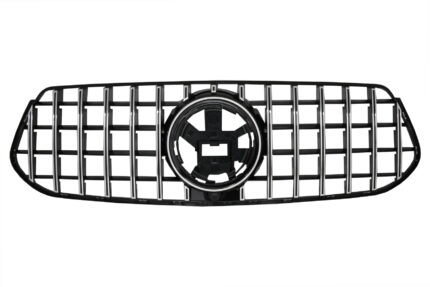 Front Central Grille suitable for Mercedes GLE SUV W167 V167 GLE Coupe C167 Sport Package (2019-Up) GTR Panamericana Design Glossy Black and Chrome