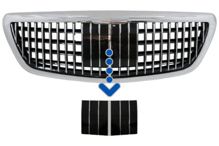Front Grille Distronic Cover suitable for Mercedes S-Class W222 X222 (2014-2020) Vertical Design Chrome