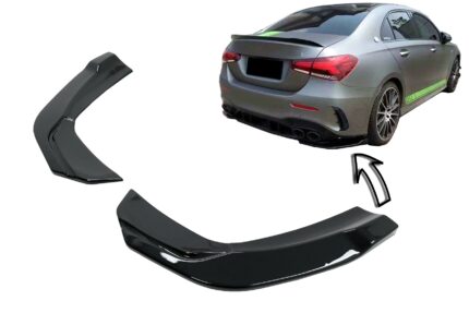Rear Bumper Side Splitters Fins suitable for Mercedes A-Class V177 A35 Sedan (2018-Up) Piano Black