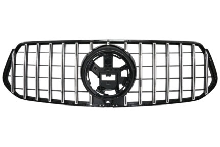 Front Central Grille suitable for Mercedes GLE SUV W167 V167 GLE Coupe C167 Sport Package (2019-Up) GTR Panamericana Design Glossy Black and Chrome