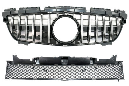Front Grille with Lower Grille Mesh suitable for Mercedes SLK R172 (2011-2015) GT-R Panamericana Design Chrome