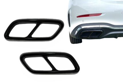 Muffler Tips Frames suitable for Mercedes C-Class W206 S206 Sport Line (2021-Up) Piano Black