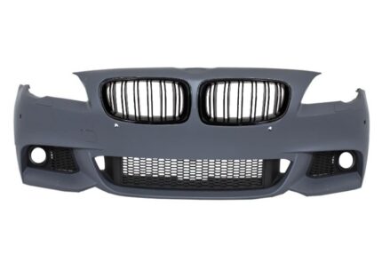 Front Bumper suitable for BMW F10 F11 5 Series (2011-2014) M-Technik Design with Kidney Grilles Double Stripe M Design Piano Black
