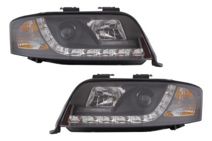 Headlights DAYLINE suitable for Audi A6 (06.2001-05.2004) DRL Black