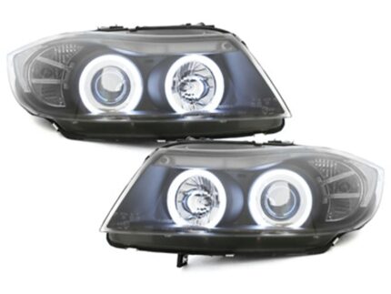 Headlights suitable for BMW 3 Series E90 E91 Touring (2005 - 09.2008) 2 CCFL Halo Rims Black