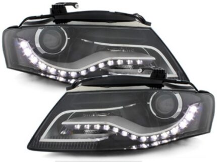 LED DRL Headlights suitable for Audi A4 B8 8K (04.2008-2011) with Daytime Running Lights Black