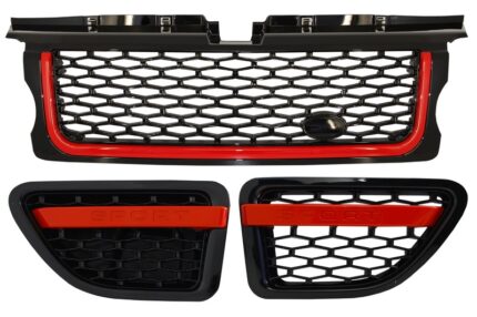 Central Grille and Side Vents Assembly suitable for Land Range Rover Sport L320 (2005-2008) Autobiography Look Black Red Edition