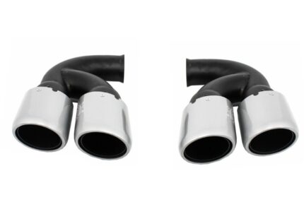 Exhaust Muffler Tips suitable for Porsche Cayenne 92A V6 V8 Petrol (05.2010-09.2014) GTS Design Silver