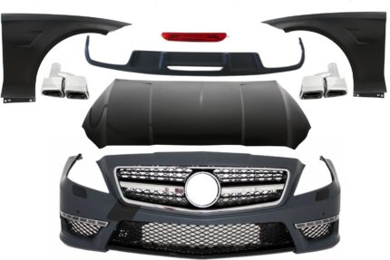 Complete Body Kit with Exhaust Muffler Tips suitable for Mercedes CLS W218 C218 Sedan (2011-2017) CLS63 Design