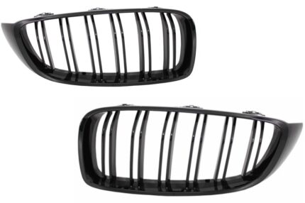 Central Kidney Grilles suitable for BMW 4 Series F32 F33 F36 (2013-03.2019) Double Stripe M Design Piano Black