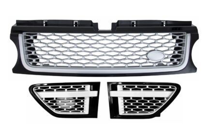 Central Grille and Side Vents Assembly suitable for Land Range Rover Sport L320 Facelift (2009-2013) Autobiography Look Black Silver Edition