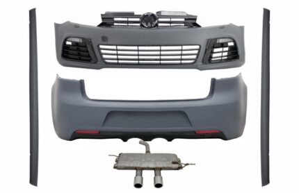 Complete Body Kit suitable for VW Golf VI 6 R20 Look (2008-2013) with Complete Exhaust System R20 Assembly
