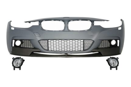 Front Bumper with Fog Lights Projectors and Spoiler suitable for BMW 3 Series F30 F31 Sedan Touring (2011-2019) M-Performance Design