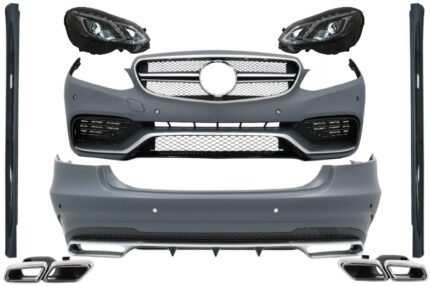 Complete Body Kit with Exhaust Tips and LED Xenon Headlights suitable for Mercedes E-Class W212 (2013-2016) E63 Design