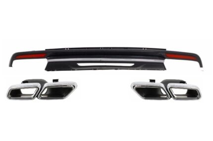 Rear Bumper Diffuser and Exhaust Muffler Tips suitable for Mercedes S-Class W222 Sport Line Package (2013-06.2017) S63 Design