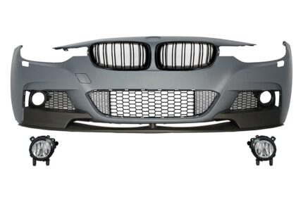 Assembly Front Bumper suitable for BMW 3er F30 F31 Sedan Touring (2011-up) M-Performance Design with Kidney Grilles Double Stripe Piano Black