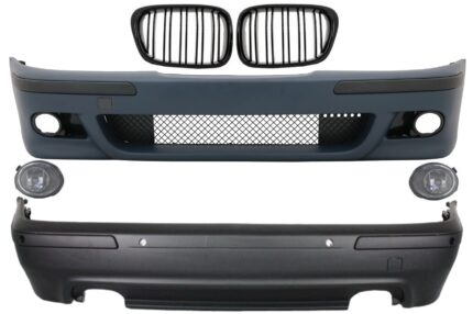 Body Kit suitable for BMW 5 Series E39 (1997-2003) Double Outlet M5 Design with Fog Lights Chrom and Central Grilles Piano Black