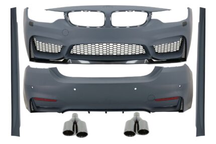 Complete Body Kit suitable for BMW 4 Series F32 F33 (2013-2019) M4 Design Coupe Cabrio with Exhaust Muffler Tips M-Power Black