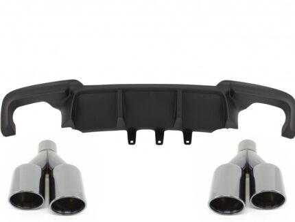 Double Outlet Air Diffuser suitable for BMW 5 Series F10 F11 (2011-2017) M Sport Design with Exhaust Muffler Tips Black