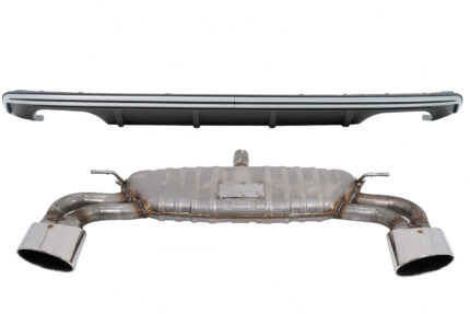 Rear Bumper Valance Diffuser suitable for Audi A3 8V Hatchback Sportback (2012-2015) with Complete Exhaust System S3 Design