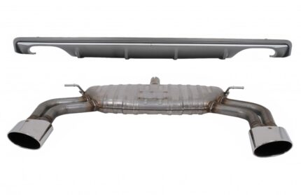 Rear Bumper Valance Diffuser with Exhaust System suitable for Audi A3 8V Sedan (2012-2015) S3 Design only for Standard Bumper