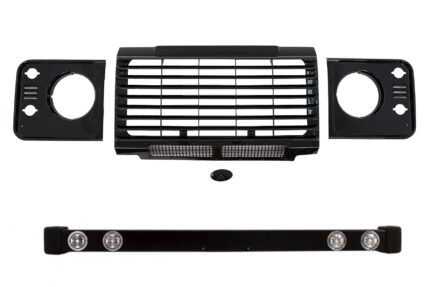 Front Bumper  suitable for Land ROVER  Defender (1990-2016) with Central Grille & Headlights Covers Piano Black