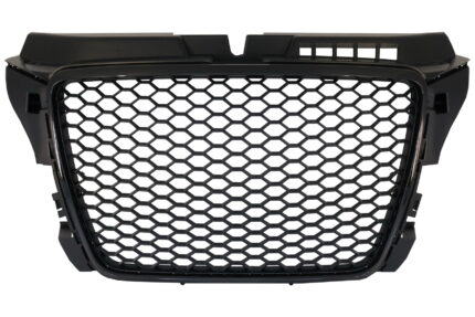 Badgeless Front Grille suitable for Audi A3 8P Facelift (2007-2012) RS Design Piano Black