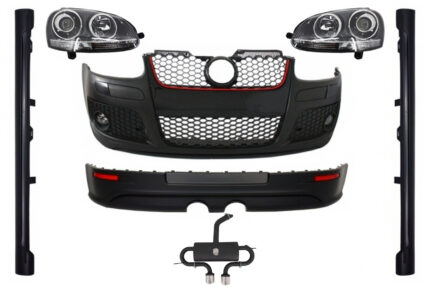 Body Kit suitable for VW Golf Mk V 5 (2003-2007) GTI R32 Design with Complete Exhaust System and Headlights Xenon Look Chrome Edition