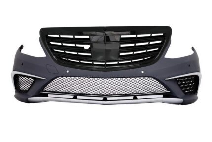 Front Bumper suitable for Mercedes S-Class W222 (2013-06.2017) S63 Design with Central Grille Piano Black