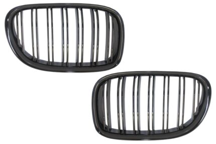 Central Kidney Grilles suitable for BMW 7 Series F01 F02 F03 (2008-2015) Double Stripe M Design Piano Black