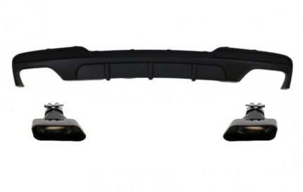 Double Outlet Air Diffuser suitable for BMW F10 5 Series (2011-2017) M-Performance Design with Black Exhaust Muffler Tips V8 LCI Square Design