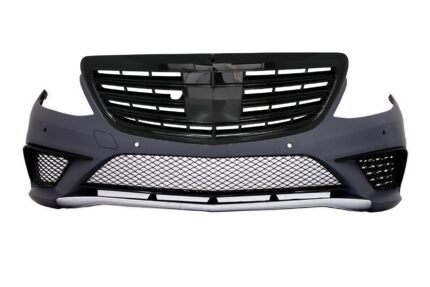 Front Bumper suitable for Mercedes S-Class W222 (2013-06.2017) S63 Design with Central Grille Piano Black