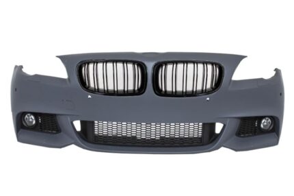 Front Bumper suitable for BMW 5 Series F10 F11 (2011-2014) M-Technik Design with Kidney Grilles Double Stripe M Design Piano Black
