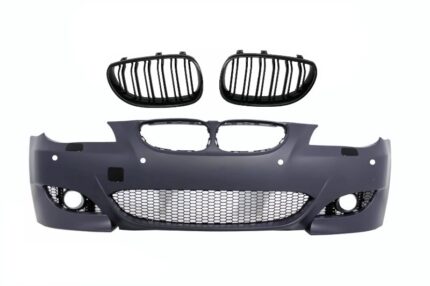 Front Bumper suitable for BMW 5 Series E60 E61 (2003-2007) M5 Design with Central Grilles Double Stripe Piano Black