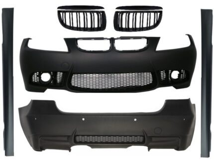 Body Kit suitable for BMW 3 Series E90 (2004-2008) Non-LCI M3 Design with Grille Double Stripe Piano Black