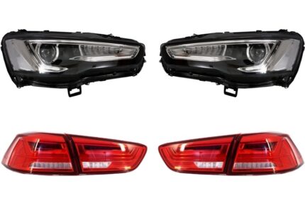 Headlights LED DRL suitable for MITSUBISHI Lancer EVO X (2007-2017) Dual Projector Sequential with LED Taillights Red/Clear