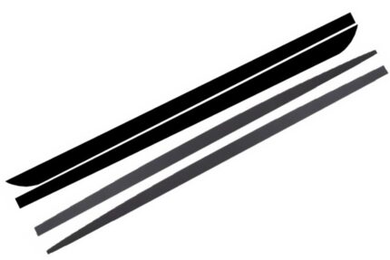 Side Skirts Add-on Lip Extensions with Decals Matte Black suitable for BMW F10 F11 5 Series (2011-Up) M-Performance Design