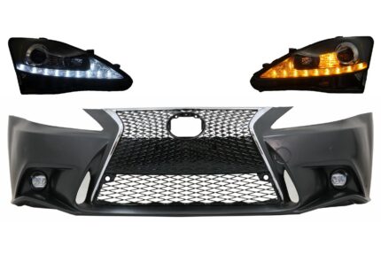Front Bumper suitable for Lexus IS XE20 (2006-2013) IS F Sport Facelift XE30 2014-up Design and LED DRL Headlights Dynamic Turn Light Signal