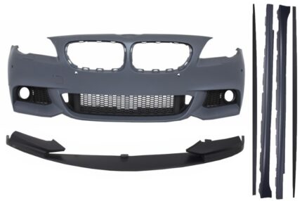 Front Bumper suitable for BMW F10 F11 5 Series (2011-2017) with Extension Lip and Side Skirts M-Performance Design