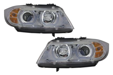 Headlights 3D LED Angel Eyes suitable for BMW E90 E91 (03.2005-08.2008) U-Type Chrome HID