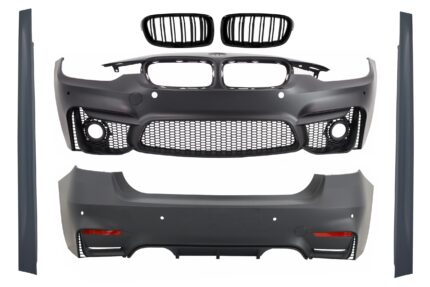 Body Kit suitable for BMW 3 Series F30 (2011-2019) EVO II M3 CS Design with Kidney Grilles Double Stripe M Design Piano Black