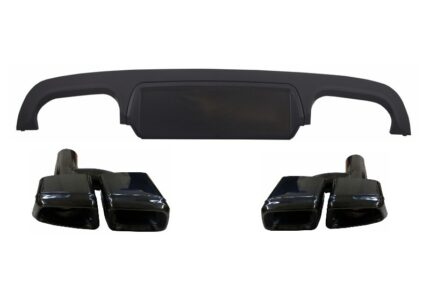 Rear Bumper Diffuser suitable for Mercedes S-Class W221 (2005-2013) Facelift S63 S65 Design with Black Exhaust Muffler Tips