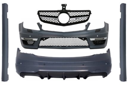 Body Kit with Sport Front Grille Black suitable for Mercedes C-Class W204 (2007-2014) Facelift C63 Design
