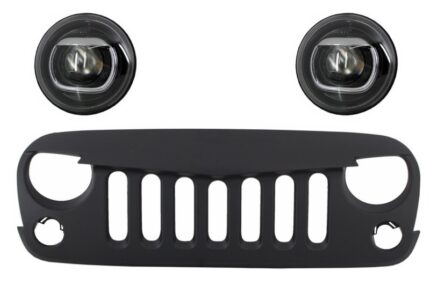 Central Front Grille with HID Bi-Xenon Headlights suitable for JEEP Wrangler Rubicon JK (2007-2017) Angry Bird Design